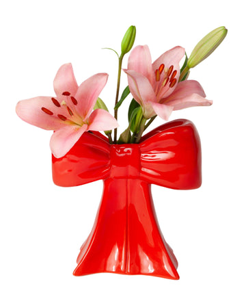 Vaza mašna, crvena, 20 cm, DOIY