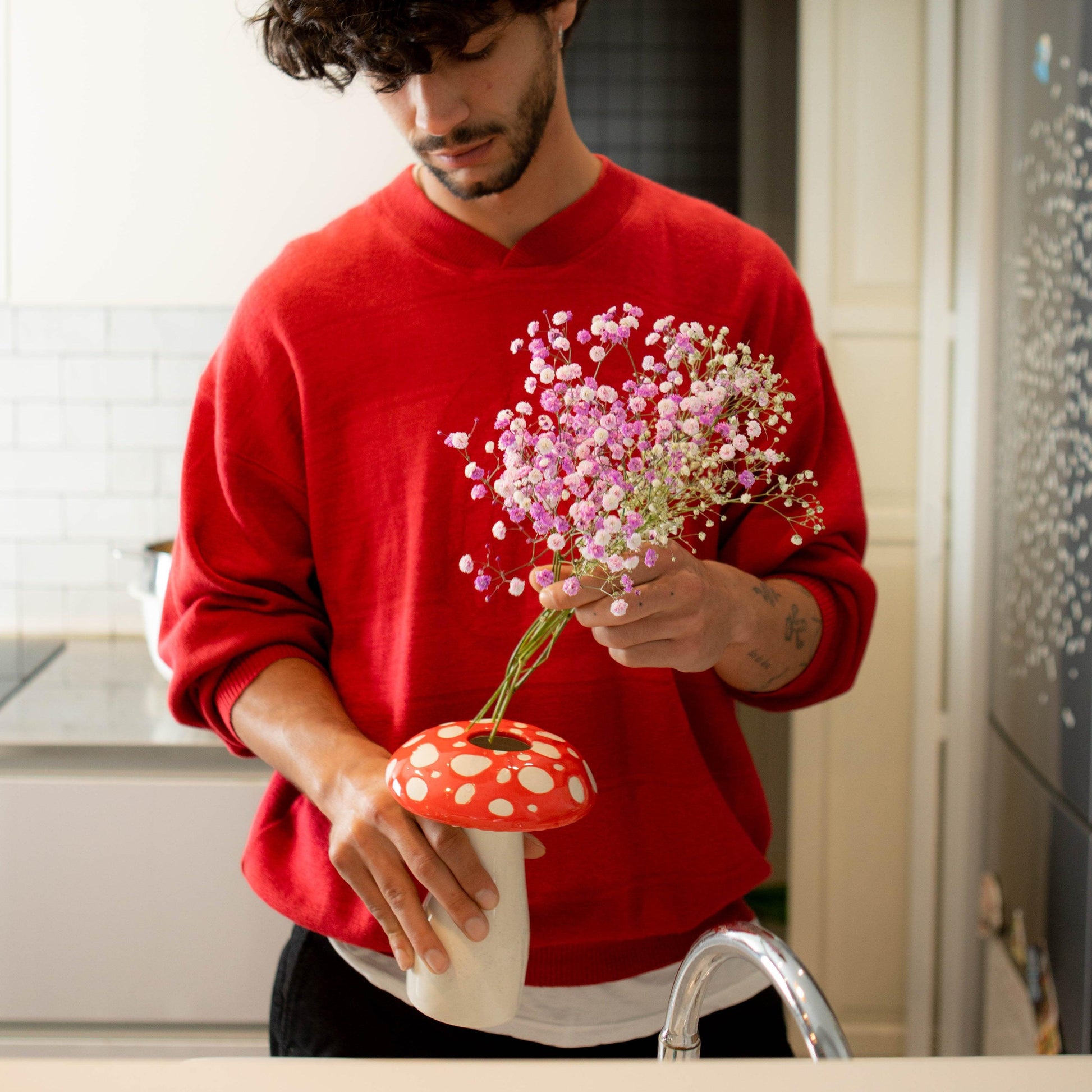 Vaza pečurka Amanita, crvna i bela, 15 ili 20 cm, DOIY