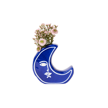 Vaza Mesec, plava, 19 cm, DOIY