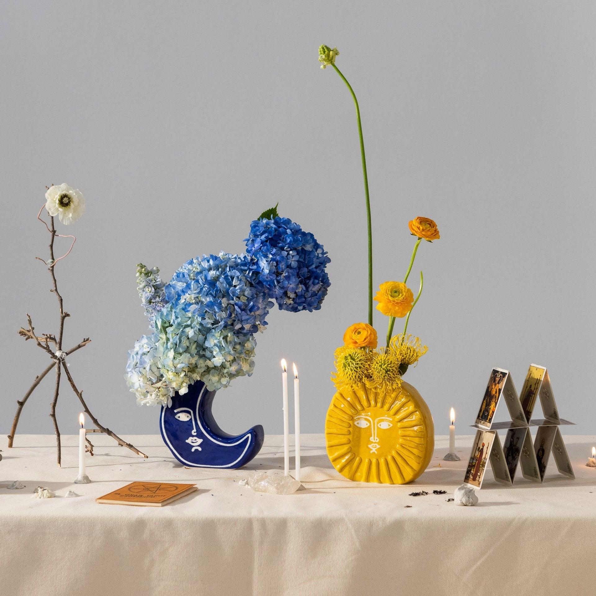 Vaza Mesec, plava, 19 cm, DOIY