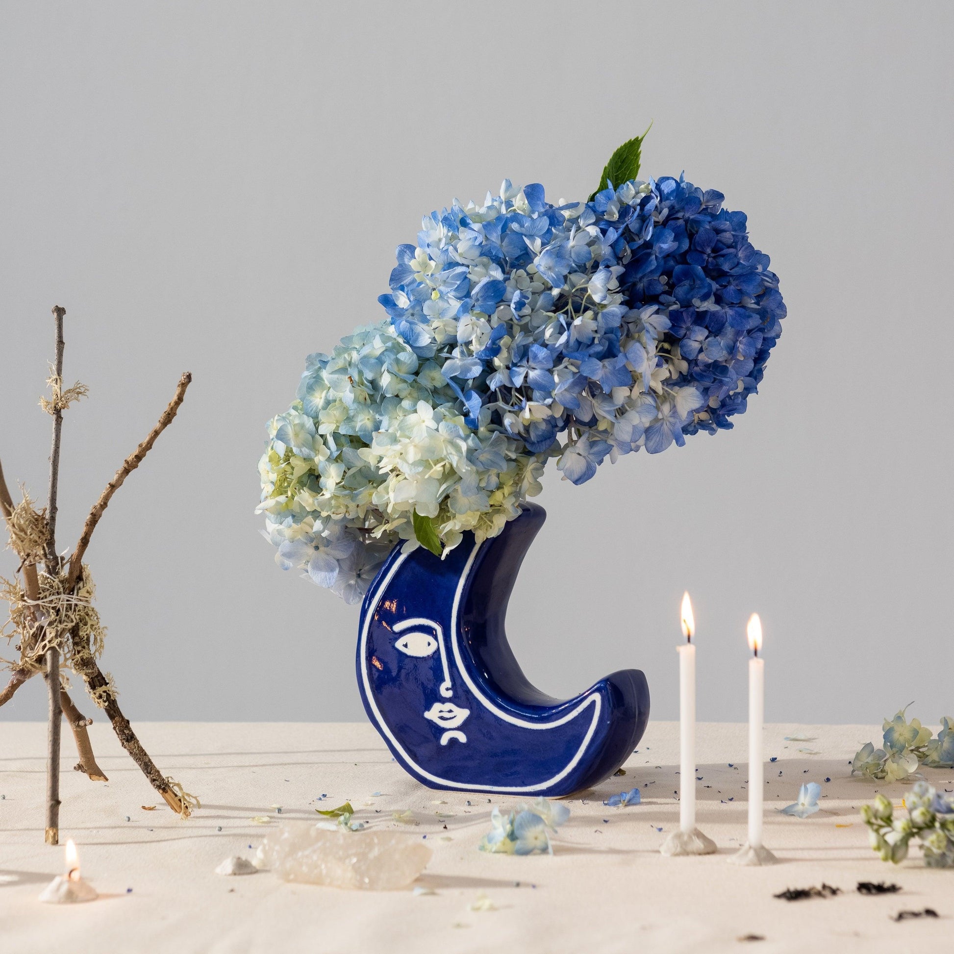 Vaza Mesec, plava, 19 cm, DOIY