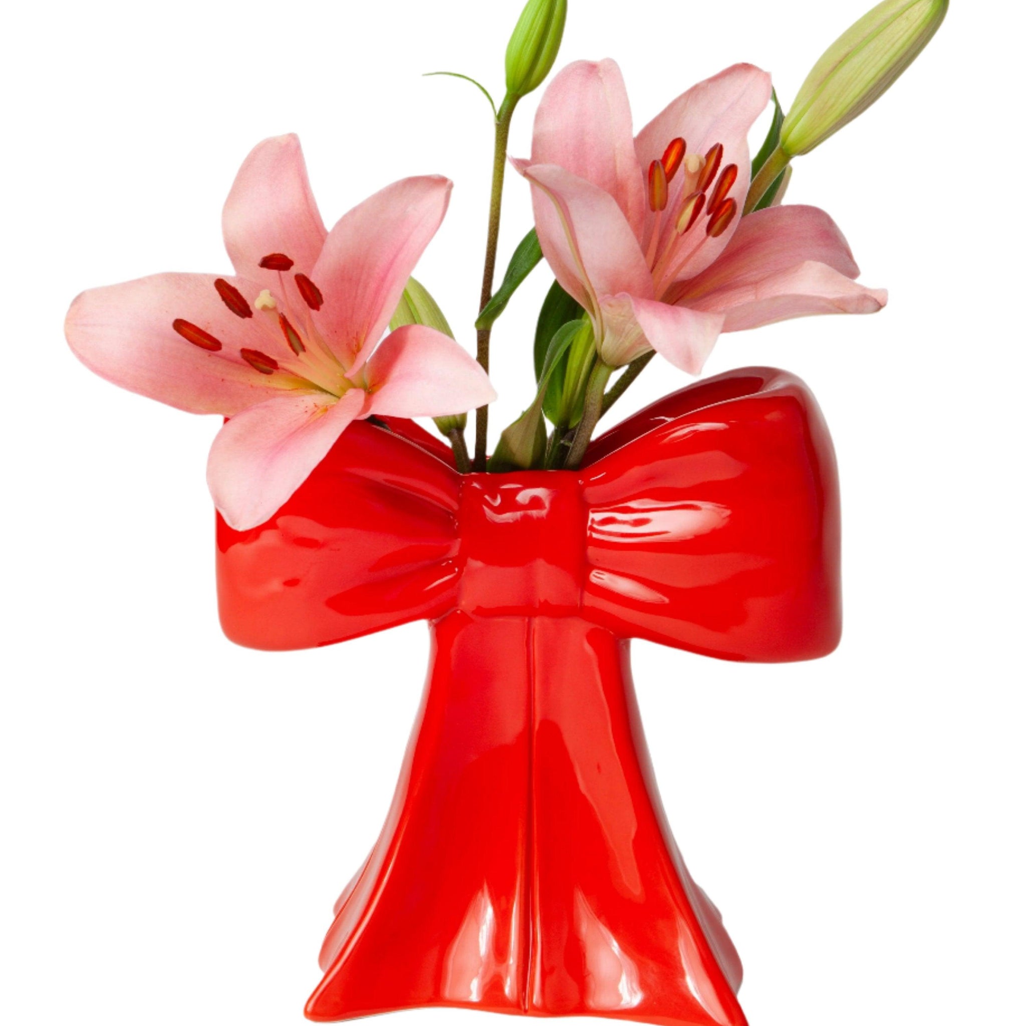 Vaza mašna, crvena, 20 cm, DOIY