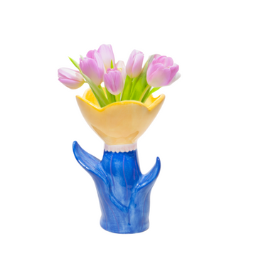 Vaza Cvet, velika, plava i žuta, DOIY