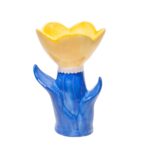 Vaza Cvet, plava i žuta, 22 cm, DOIY - Slika 2